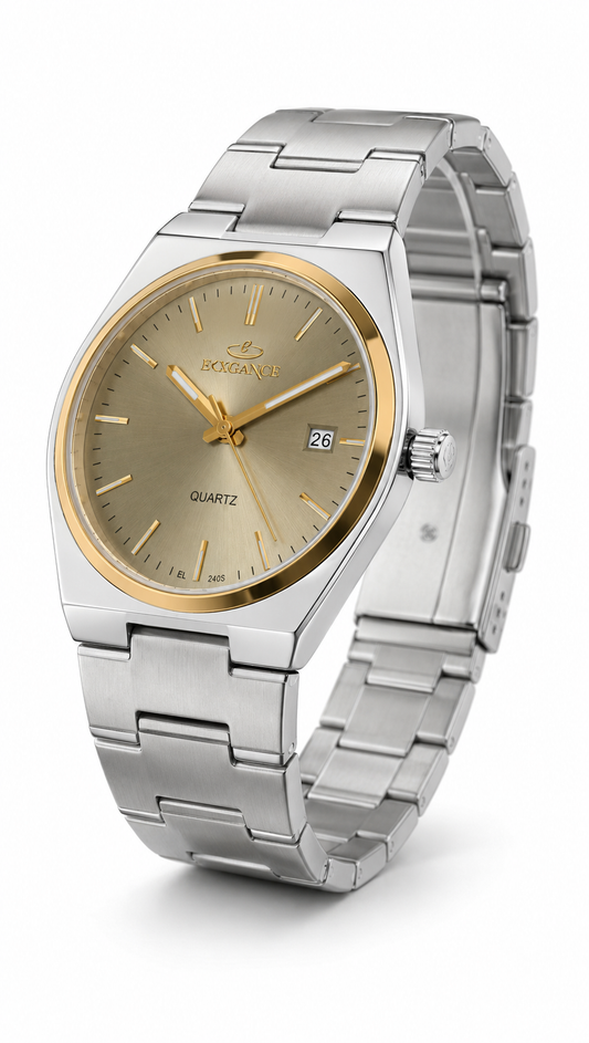 ELEGANCE Quartz Champagne Dial Two-Tone Watch