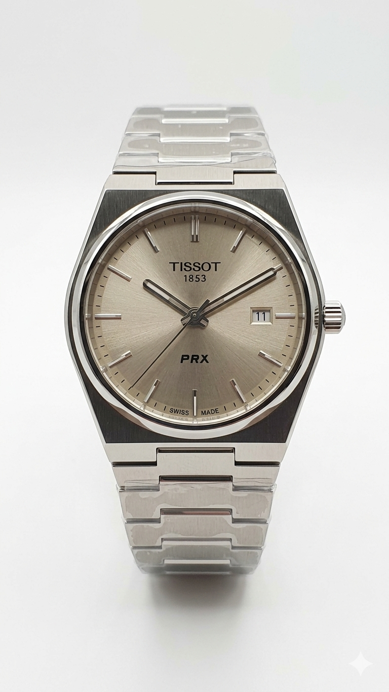 Tissot PRX – Champagne Dial | Silver Steel Chain