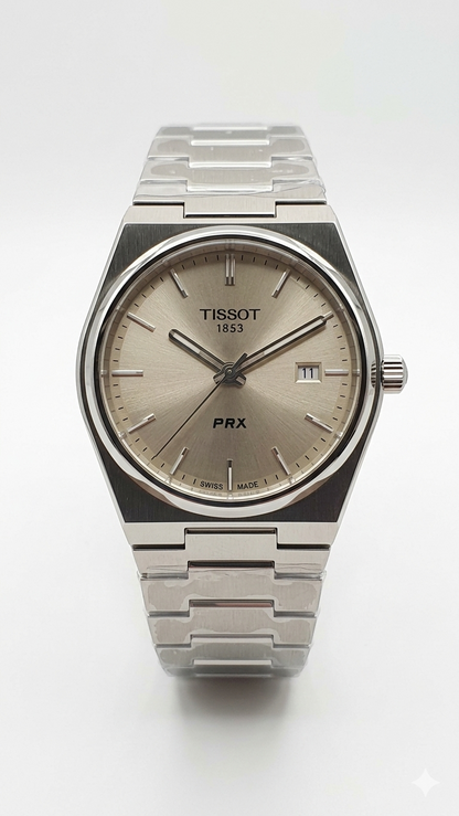 Tissot PRX – Champagne Dial | Silver Steel Chain