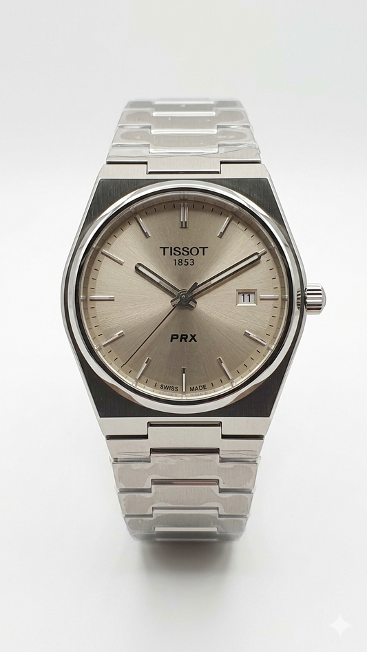 Tissot PRX – Champagne Dial | Silver Steel Chain