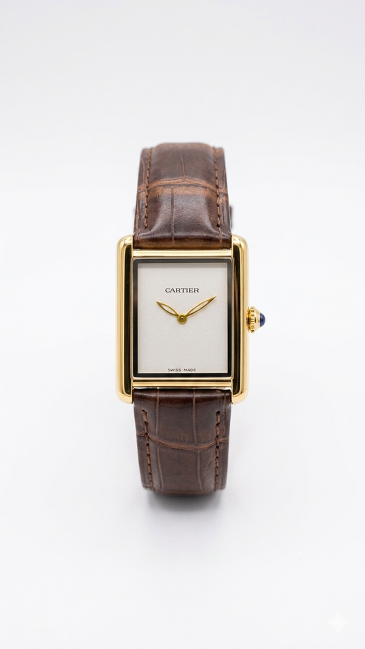 Cartier Tank Must — Cream Dial | Yellow Gold Case | Brown Alligator Leather Strap
