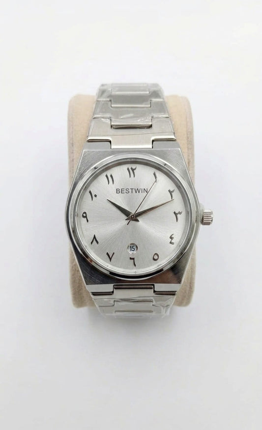 BESTWIN Arabic Numerals Silver Watch