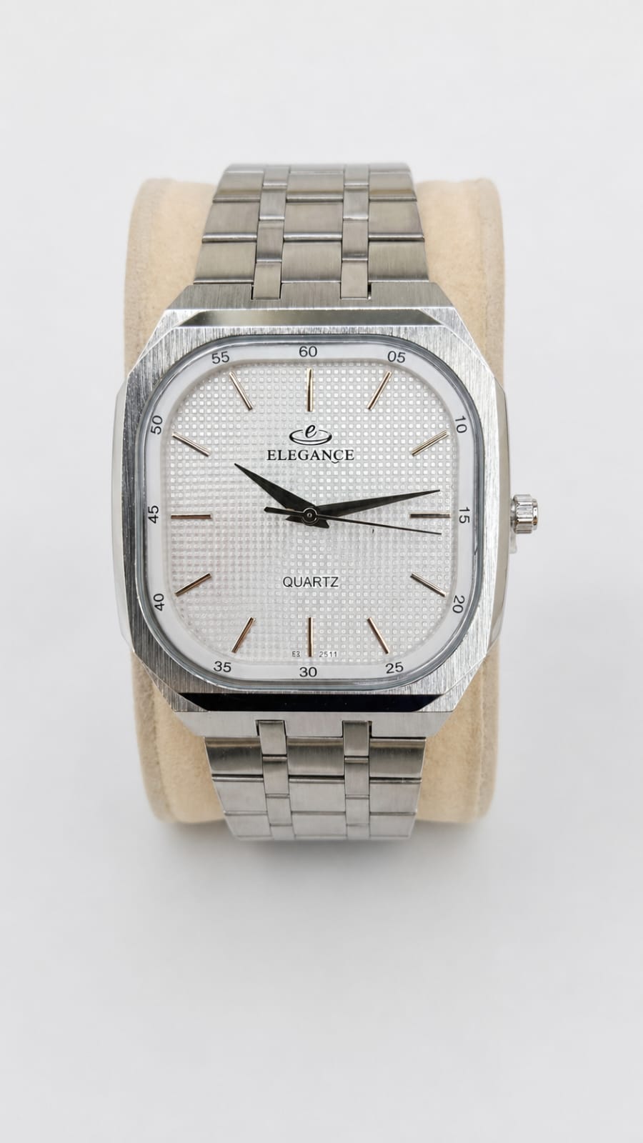 ELEGANCE Quartz White Dial Silver Square Watch