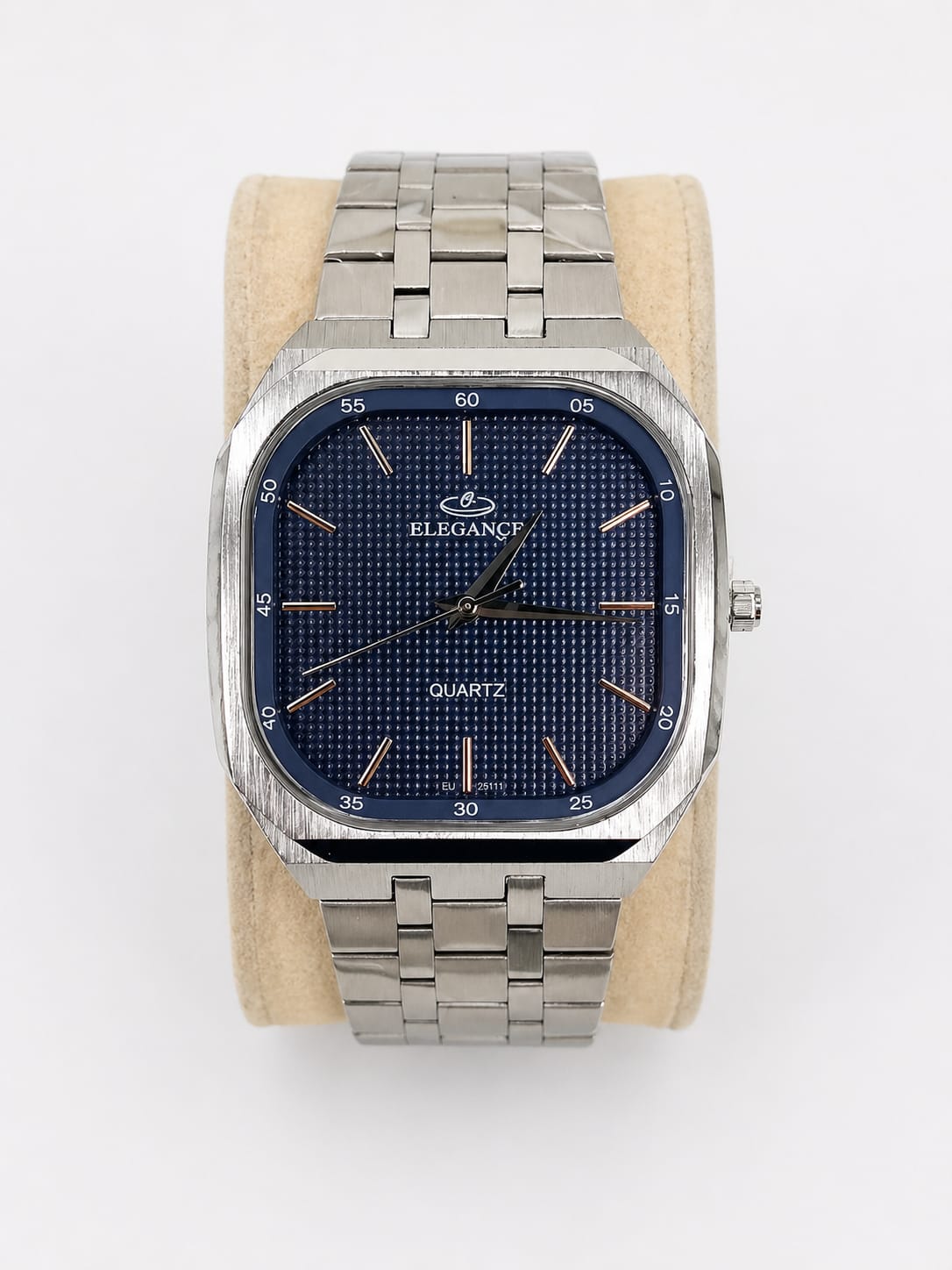 ELEGANCE Quartz Blue Dial Silver Square Watch