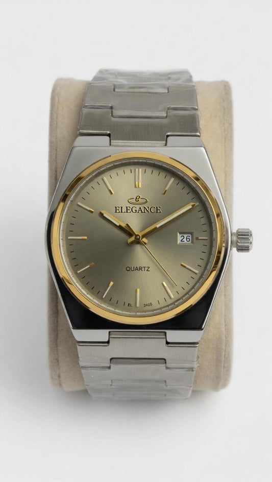 ELEGANCE Quartz Champagne Dial Two-Tone Watch